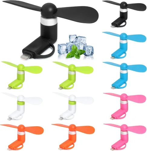 Vista 10 de Paquete de 24 mini ventiladores de mano a granel, mini ventilador portátil 2 en 1 para teléfono celular Paquete de 24 colores surtidos
