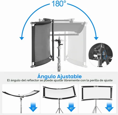 Vista 5 de WELLMAKING Clamshell - Difusor reflector de luz con bolsa de transporte, 71 x 23 pulgadas, reflector de iluminación curvada para fotografía
