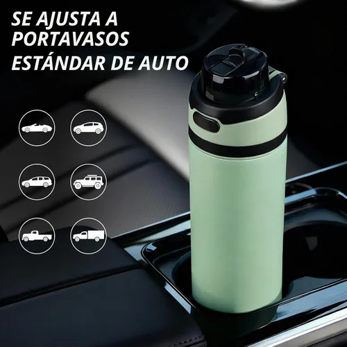 Vista 5 de BJPKPK Botella de agua aislada de 17 onzas con tapa de popote y asa, acero Verde militar