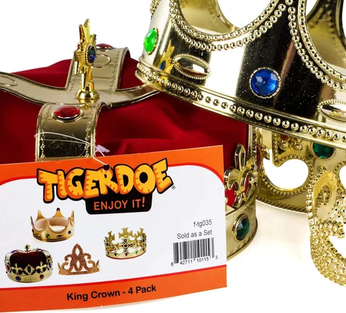 Vista 9 de Tigerdoe Kings Crown - Paquete de 4 coronas de rey real y tiara de princesa - Accesorios para disfraz