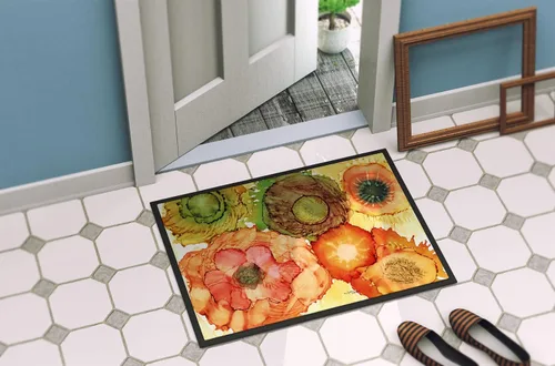 Vista 4 de Caroline's Treasures 8970MAT - Tapete de bienvenida abstracto con flores y flores, para interiores o exteriores, tapete de bienvenida de 18 x 27