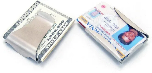 Vista 2 de Storus Smart Money Clip + cartera de bolsillo para tarjeta de crédito Minimalista de metal delgado de doble cara Acero inoxidable pulido hombres