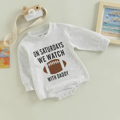 Vista 2 de Traje de otoño para bebé niño y niña en los sábados, vemos fútbol con papá de burbujas, sudadera de temporada de fútbol