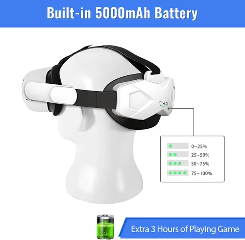 Vista 7 de Elite Head Strap for Oculus Quest 25000 mAh Fast Charging VR Power Adjustable Head Strap Replacement with Enhanced Support and Comfort in VR