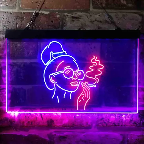 Vista 2 de ADVPRO Señal de neón LED de doble color rojo y azul para fumar mujer mala perra cueva cobertizo cueva st6s43-i3869-rb