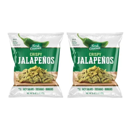 Vista 4 de Fresh Gourmet Jalapeños crujientes ligeramente salados 16 onzas, paquete de 1 bajo en carbohidratos aperitivo crujiente y decoración