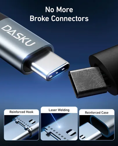 Vista 90 de Dasku iPhone 17 USB C a USB C de carga rápida, 60 W (3.1 A), paquete de 2 cables cargador de carga de 3 pies tipo C para iPhone 17/16/15/15 Plus/15