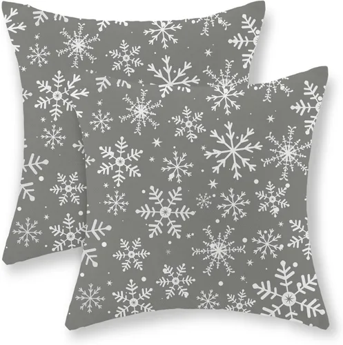 Vista 40 de Juego de 2 fundas de almohada navideñas de 16 x 16 pulgadas, fundas de almohada de lino color rojo con diseño de alces y ciervos de invierno