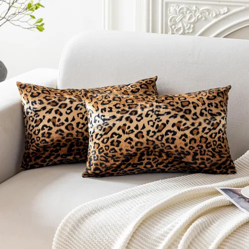 Vista 16 de CARRIE HOME Almohadas de Cuello de Microcuentas con Estampado de Leopardo Cilíndricas Tipo Puff Suaves - Almohada Pequeña de Rollo para Brazo