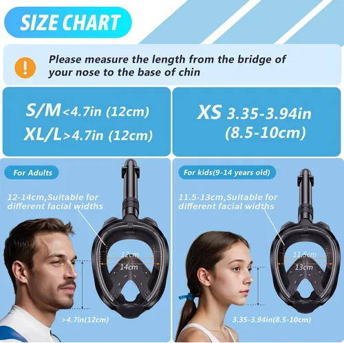 Vista 5 de Greatever G2 Adults Kids Full Face Snorkel Mask 2 Pcs,Snorkeling Gear with Latest Dry Top System,Foldable 180 Degree Panoramic View,Safe