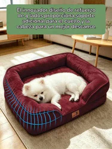Vista 5 de Spotted Play Cama ortopédica para perros con lados, sofá cama para perros pequeños, sofá cama de espuma de apoyo para mascotas con funda extraíble