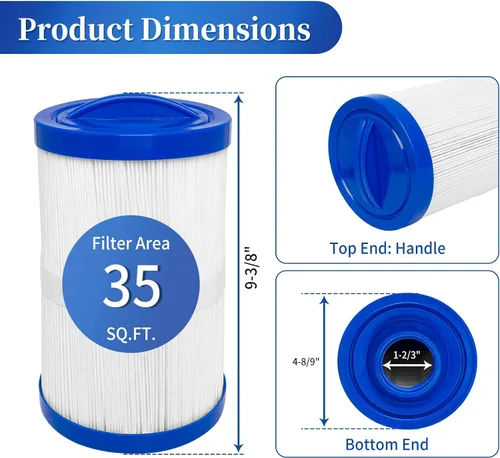 Vista 3 de PWW35L - Cartucho de filtro para bañera de hidromasaje sustituye a Plea tco PWW35L, Uni cel 4CH-935, Water Way 817-4035, Tele Weir 35 SF, SD-01235