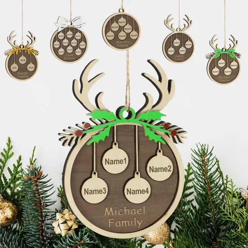Vista 44 de Adornos de Navidad personalizados familiares de 1, 2, 3, 4, 5, 6, 7, 8, 9, 10, adornos de madera personalizados, decoraciones de Navidad, regalos