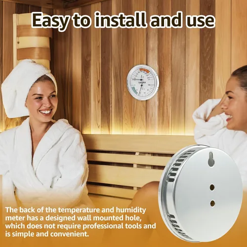 Vista 5 de Termómetro e higrómetro de sauna preciso, medidor de temperatura de sauna versátil para interiores, monitor de humedad para el hogar, sala de sauna