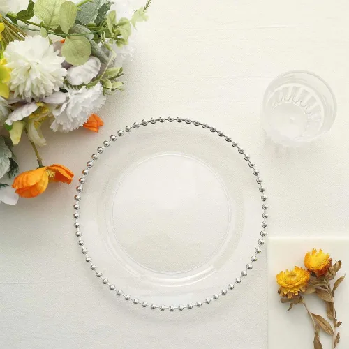 Vista 38 de Efavormart - Paquete de 10 platos de postre de plástico transparente rubor con borde de cuentas, platos redondos desechables para ensalada, 8