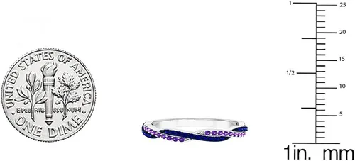 Vista 6 de Dazzlingrock Collection - Banda apilable de oro de 14 quilates con amatista y zafiro azul