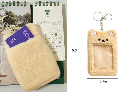 Vista 6 de Soporte para tarjeta fotográfica de felpa con forma de animal para Kpop Idol, identificación con foto, tarjeta de estudiante, tarjeta, tarjeta