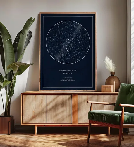 Vista 3 de CELESTORY Mapa de estrellas personalizado enmarcado con impresión nocturna del cielo, mapa de constelación, carta estelar, regalo de arte de pared
