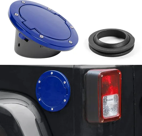 Vista 13 de JeCar Tapa de Combustible de Aluminio Cubierta de Puerta de Llenado para Jeep Wrangler 2007-2018 JK y Unlimited Accesorios (Negro)