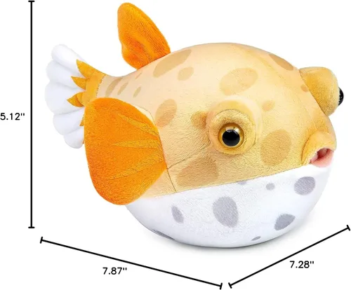 Vista 9 de FRANKIEZHOU Lindo juguete de peluche de pez globo, animal de peluche de pez, juguete de peluche, regalos para niños, peces de 7 pulgadas, amarillo