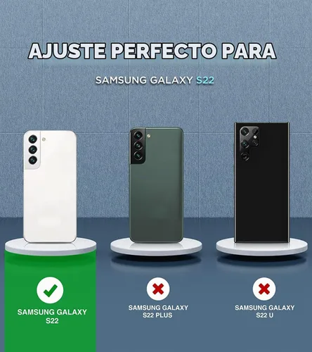 Vista 2 de YmhxcY Funda S22, funda para Galaxy S22, funda duradera de 3 capas a prueba de caídas, protección contra caídas, funda de goma sólida mate