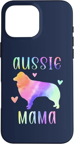 Vista 19 de iPhone 16 Aussie Mama Australian Shepherd Mom Rainbow Watercolor Case