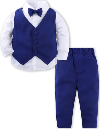 Vista 63 de A&J DESIGN Conjunto de traje de caballero para niños pequeños, 3 piezas, camisas, chaleco y pantalones