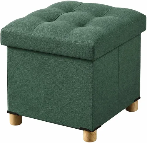 Vista 10 de BRIAN & DANY Ottoman with Storage, Small Storage Ottoman for Dorm, Linen Folding Ottoman Foot Stool with Legs for Living Room and Bedroom Gris
