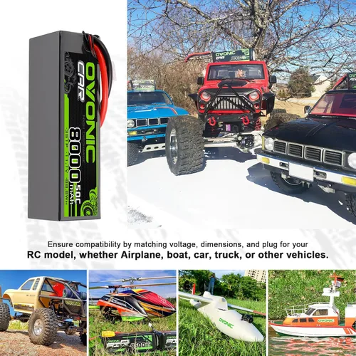 Vista 5 de OVONIC 3s 11.1V Estuche rígido Lipo Battery 8000mAh 50C Max a 80C Lipo Battery Soft Case con conector T estilo Dean para avión RC, helicóptero