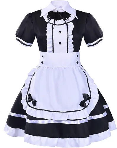 Vista 6 de Elibelle Vestido de sirvienta de anime japonés para cosplay, dulce clásico Lolita, delantal elegante con calcetines y guantes