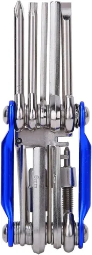 Vista 9 de plplaaoo Kit de herramientas de reparación de bicicleta de montaña, multiherramienta de bicicleta de metal ligero, juego de herramientas