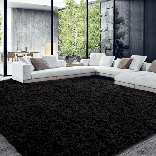 Vista 15 de HOMBYS - Alfombra peluda de 9 x 12 pies, alfombra de pelo sintético ultra suave y grande, alfombra antideslizante para dormitorio y sala de estar