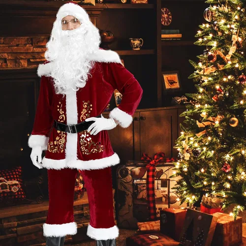 Vista 2 de EOZY Santa Claus Costume for Men 9 Pcs Deluxe Santa Outfits Adult Xmas Santa Suit for Christmas Party