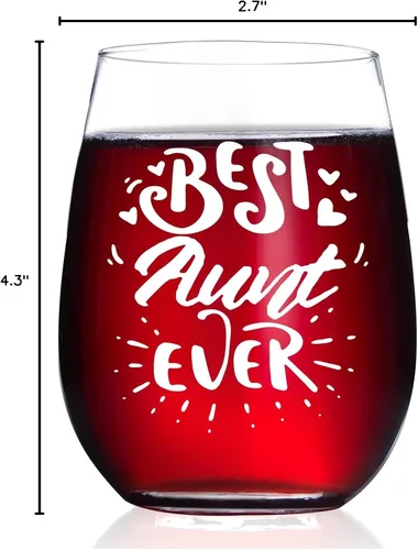 Vista 8 de Regalos para tía de sobrina sobrino – Best Aunt Ever Christmas, cumpleaños, Día de la Madre regalos para tía, tía nueva, copa de vino de 15 onzas