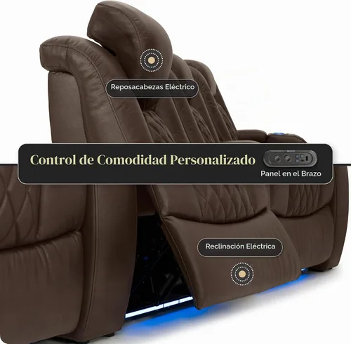 Vista 8 de Seatcraft Asiento de cine en casa Diamante Marrón Reclinable Individual