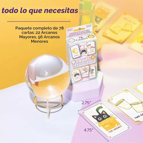 Vista 4 de Lindas cartas de tarot Kawaii para principiantes - Baraja mágica de anime Oracle para adolescentes
