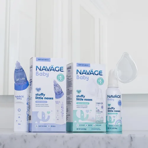 Vista 2 de Naväge Baby Bundle: Aspirador nasal para bebés + inhalador de microniebla, suave, aprobado por pediatras para la congestión del bebé y la nariz