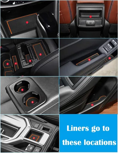 Vista 4 de Auovo Moldura interior para Subaru Forester accesorios 2019 2020 2021 2022 2023 2024 bandeja portavasos, insertos forros, organizador de consola