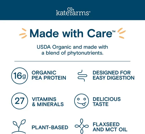 Vista 4 de KATE FARMS Péptido orgánico para adultos 1.0 fórmula, fuente única, nutrición hidrolizada a base de plantas para alimentación oral o por tubo, 11