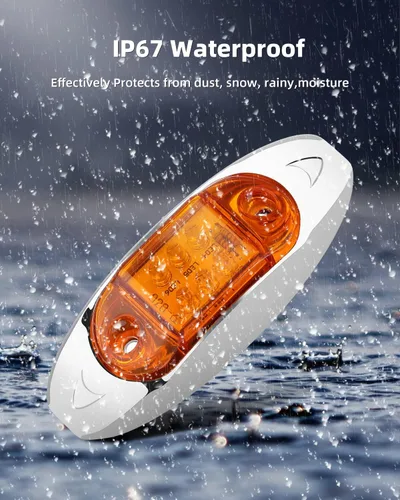 Vista 2 de 1x Luz de Marcador LED Oval Ámbar para Remolque con Bisel Cromado, Luces Laterales de Marcador de 6 LED, Luces de Indicación de Despeje Superior