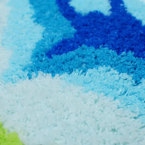 Vista 2 de Alfombrilla Abreeze con 4 rosas, alfombrillas con diseño de flores azul, hecha a mano, antideslizante (no se desliza), alfombrilla moderna, de puede
