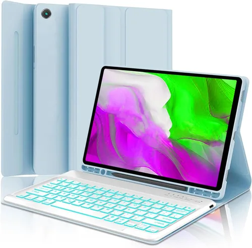 Vista 18 de Funda con teclado para Samsung Galaxy Tab A11 Plus / A9 Plus de 11 pulgadas, con retroiluminación Bluetooth A9+ con soporte para bolígrafo S