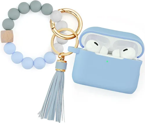 Vista 11 de Filoto - Estuche para AirPods Pro de 2ª generación 2022, funda protectora de silicona bonita con llavero de pulsera y accesorios para Apple AirPods