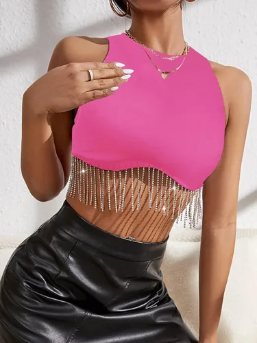 Vista 4 de Milumia Camiseta corta sin mangas con cuello redondo y cremallera en la espalda para mujer