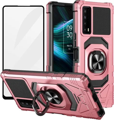 Vista 7 de Ailiber Funda para TCL Stylus 5G - Grado militar, resistente a prueba de golpes, con protector de pantalla, soporte de anillo para montaje magnético