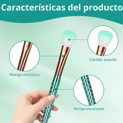 Vista 5 de SQULIGT Pinceles de maquillaje para niñas, juego de 10 piezas de pinceles de maquillaje de princesa, base, cejas, delineador de ojos, rubor