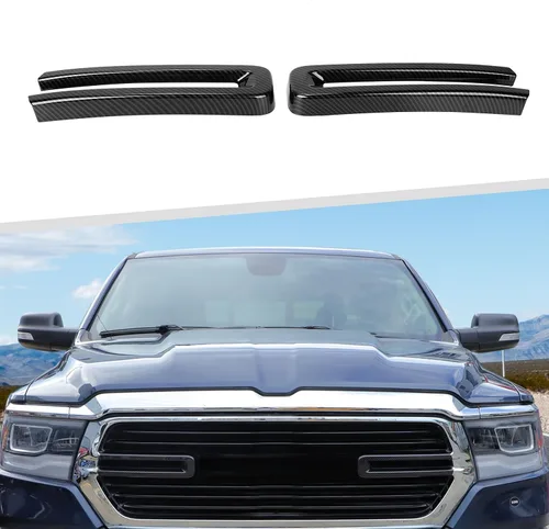 Vista 8 de Jimen Compatible con Dodge Ram 2018-2025, 2 piezas de cubierta de rejilla delantera accesorios exteriores (blanco)