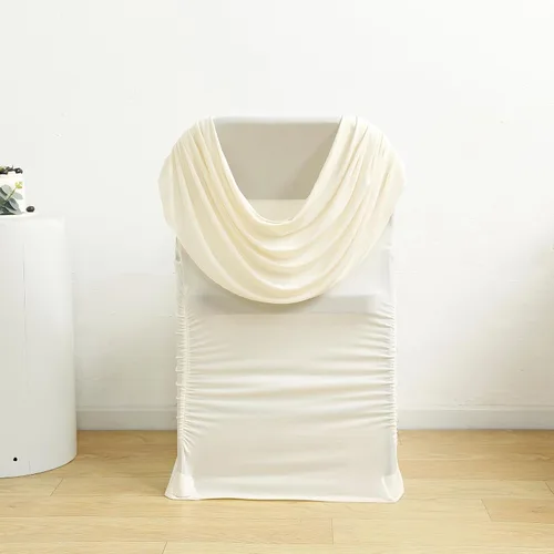 Vista 22 de Efavormart - Funda para silla de banquete de elastano con falda plisada con volantes y banda trasera cruzada, funda elástica negra para bodas y Negro