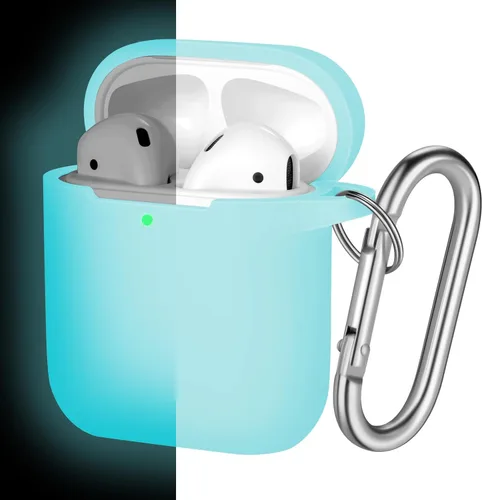 Vista 10 de Hamile Compatible con estuche de AirPods, funda protectora de silicona suave (LED frontal visible) diseñada para AirPods con accesorios de llavero