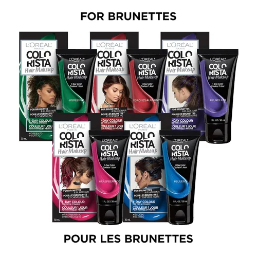 Vista 11 de L'Oreal Paris - Maquillaje temporal para el cabello de 1 día para morenas, azul 60, 1 onza líquida